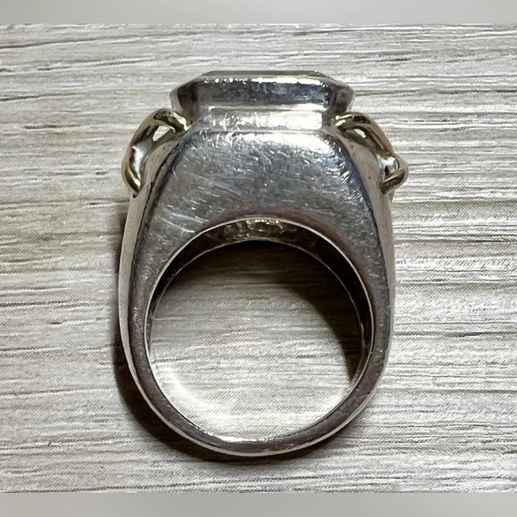 Vintage Designer KRYPELL Sterling Silver & Gold "X" CZ Dome Ring, Size 5.5 - Picture 8 of 13